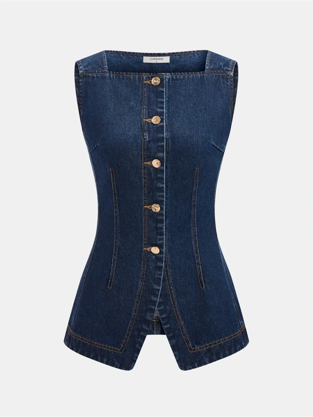 Dark Wash Denim 2 Piece Set with Button Front - Picture 2 of 6